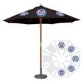 9' Round Wood Umbrella with 8 Ribs, Full-Color Thermal Imprint, 5 Locations